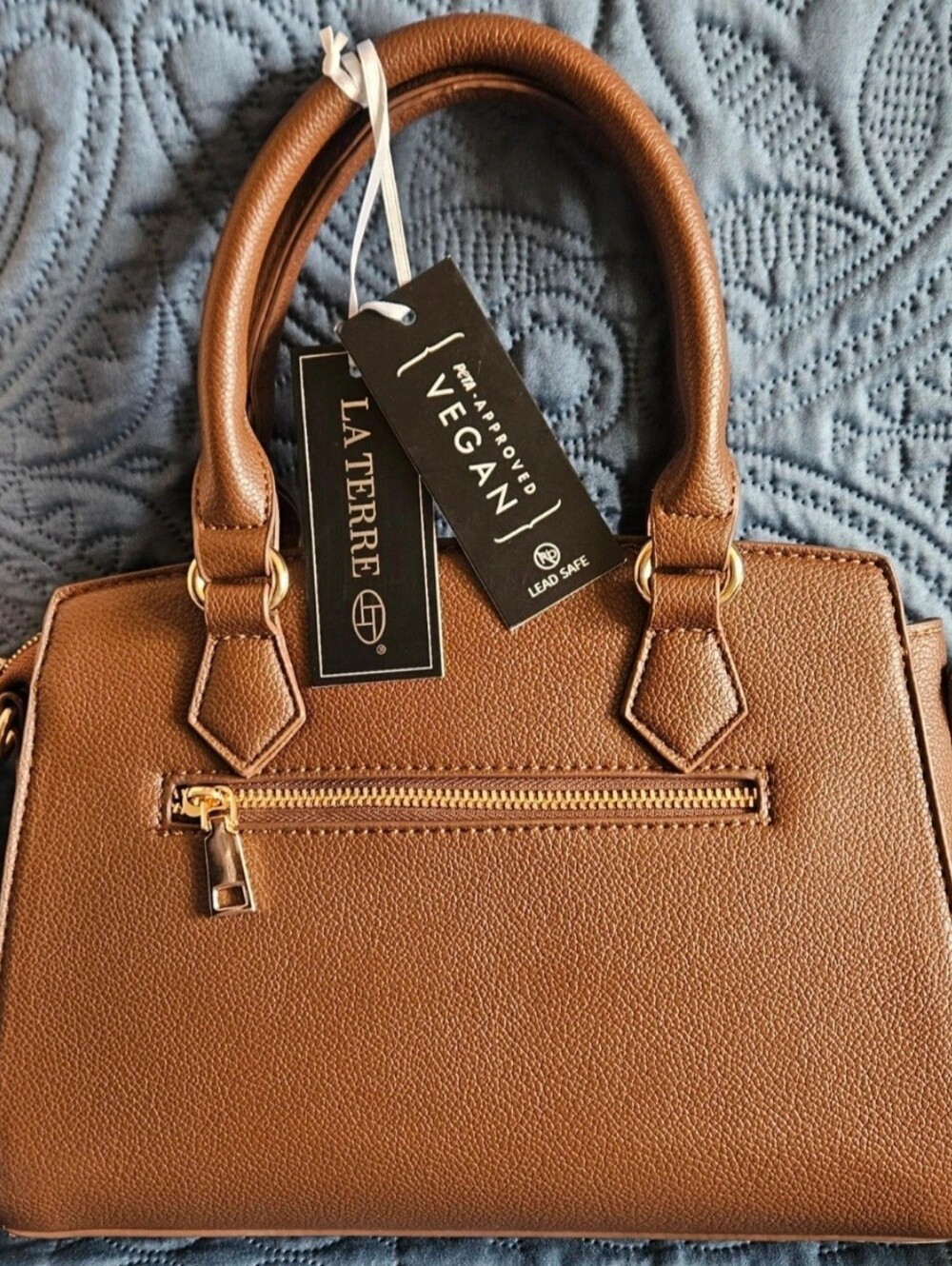 La Terre Vegan Brown Structured Satchel